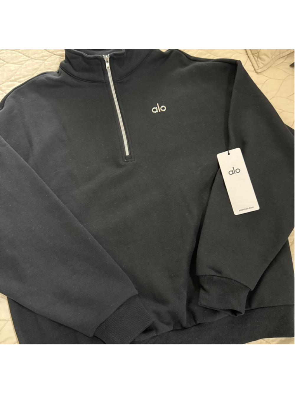 Alo Yoga Black Accolade 1/4 Zip Pullover Sweatshirt M